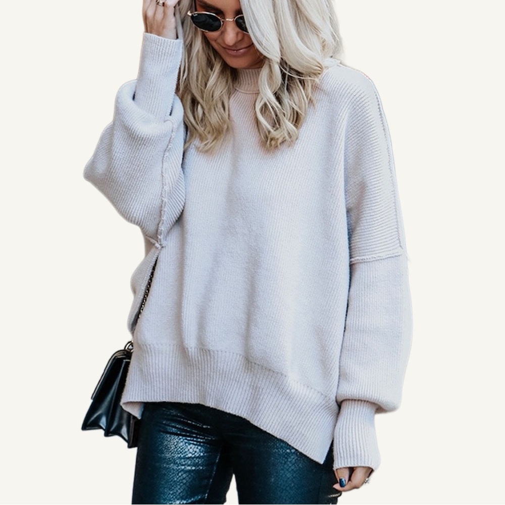Free People Easy Street Tunic Sweater Oversized Gray L